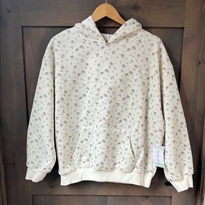 As Revival Cream Floral Hoodie with Pink Accent Flowers size small